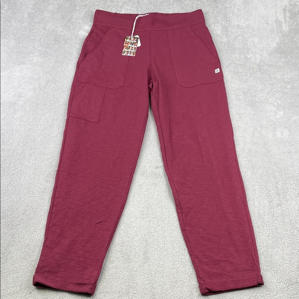 NEW Known Supply S Red Burgundy Straight 100% Organic‎ Cotton Pants w/ Pockets